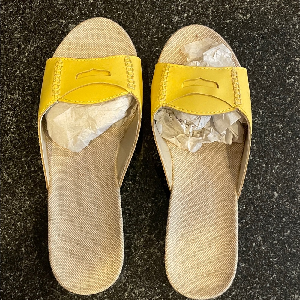 Lands End Yellow Women's Slide Sandals